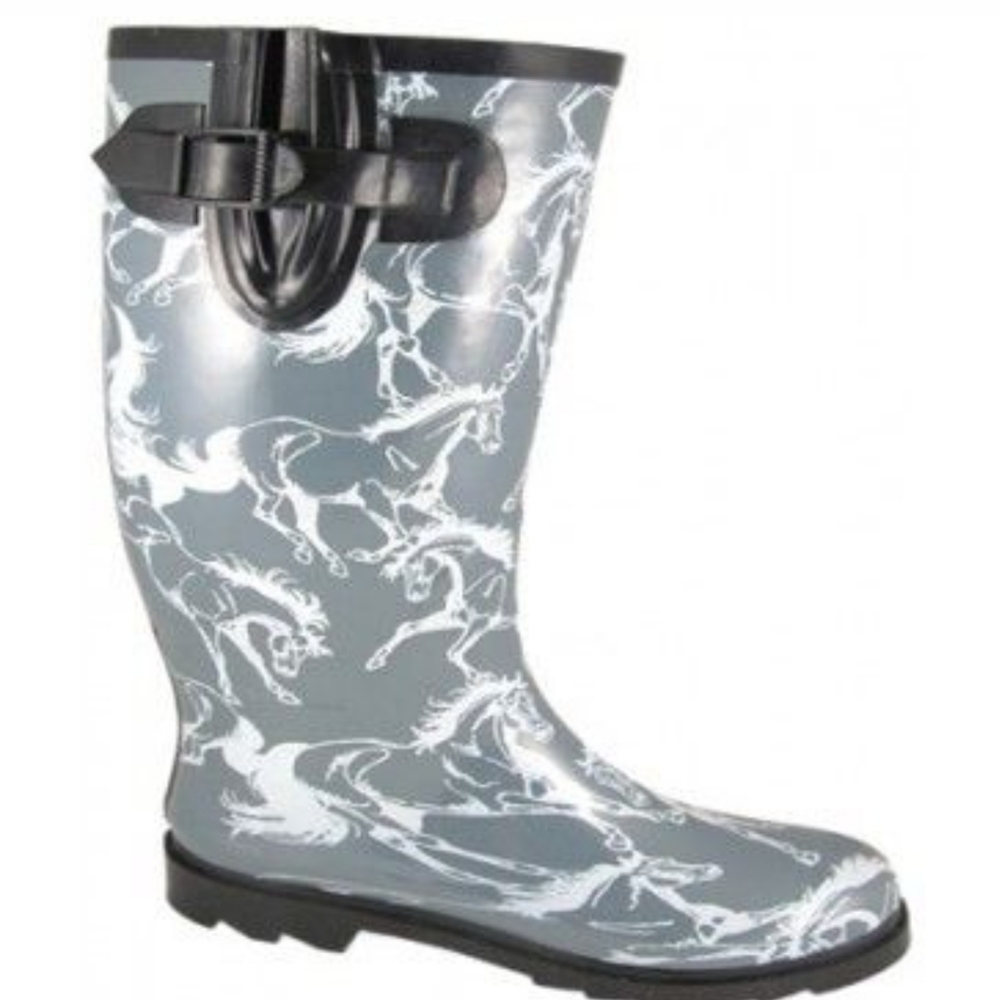 Smoky Rain Boots Men Dancing Horses 